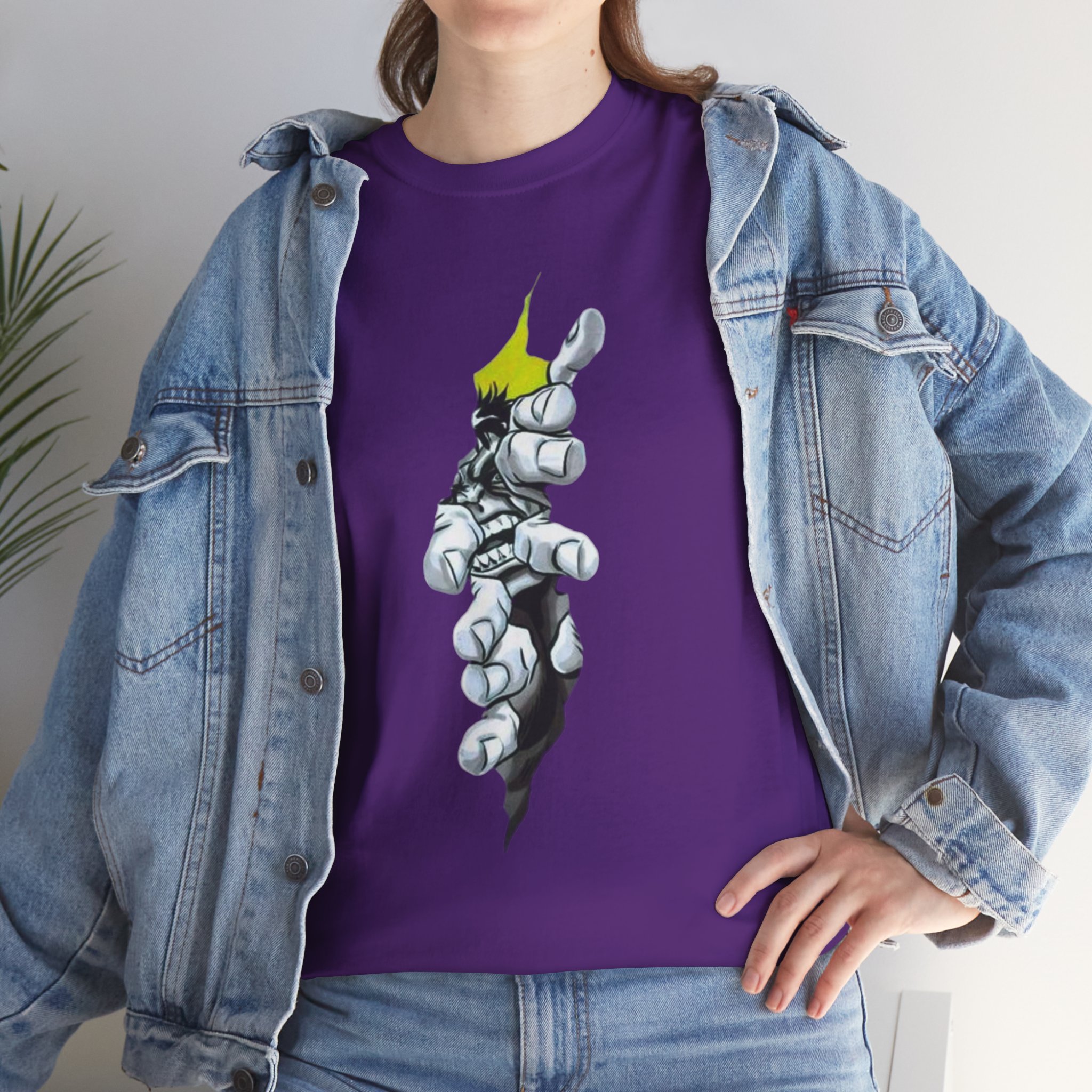 Edgy Graphic Tee with Bold Hand Design, Unisex Heavy Cotton Tee, Casual Streetwear, Unique Gift for Art Lovers, Festival Fashion, Everyday